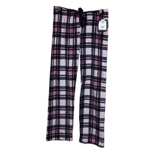 True by Rue21 Pink and‎ Black Plaid Fuzzy Cozy Pajama Pants M NWT